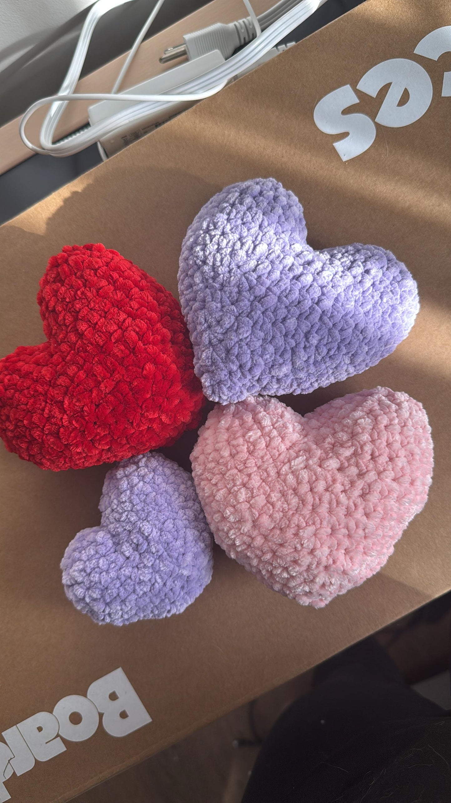 Soft and Squishy Crocheted Hearts Set of 3