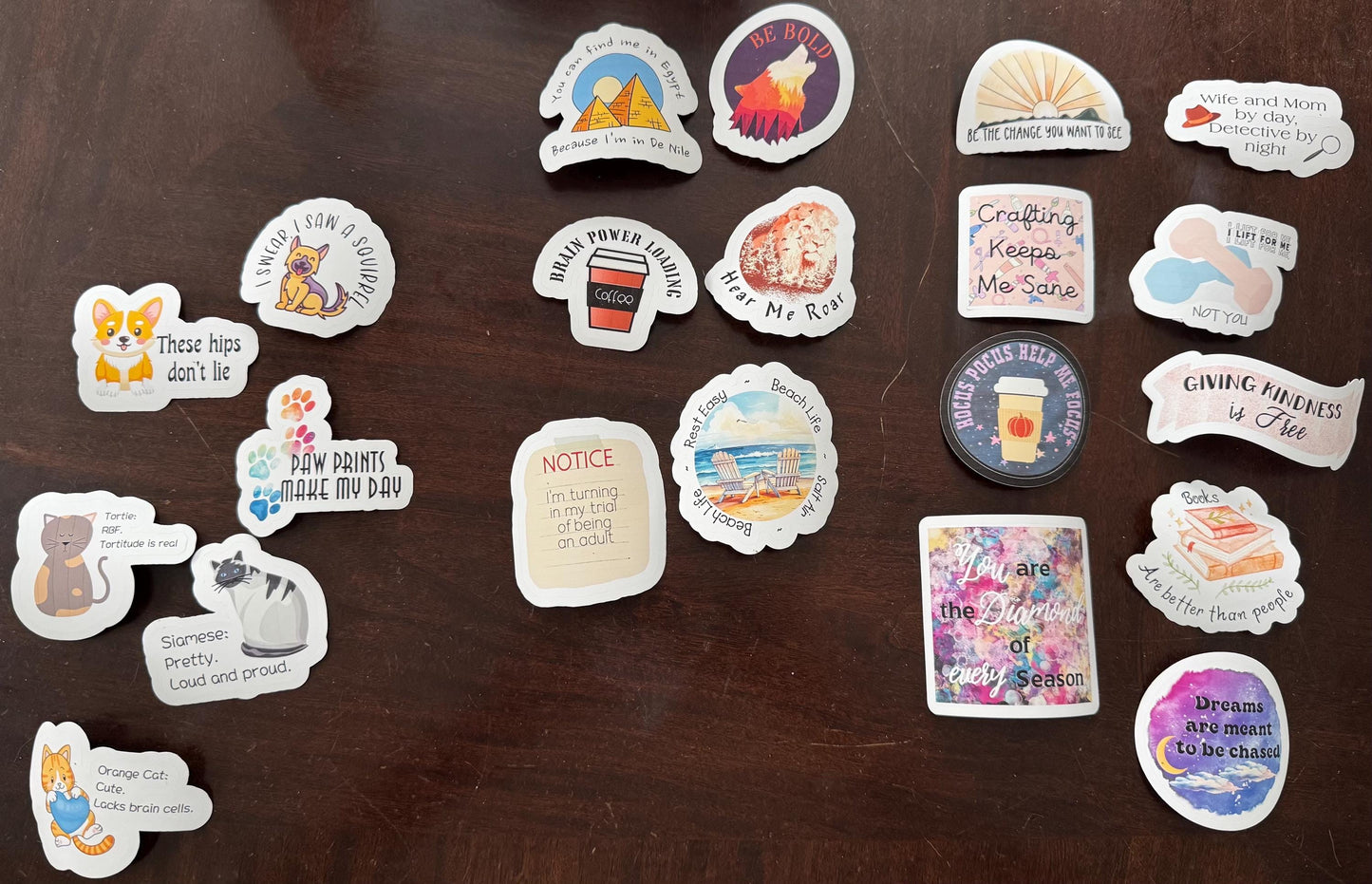 Matte Vinyl Stickers: Animals, Inspirational, Funny