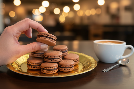 Cinnamon-Chocolate Bomb Macarons - Cozy Café