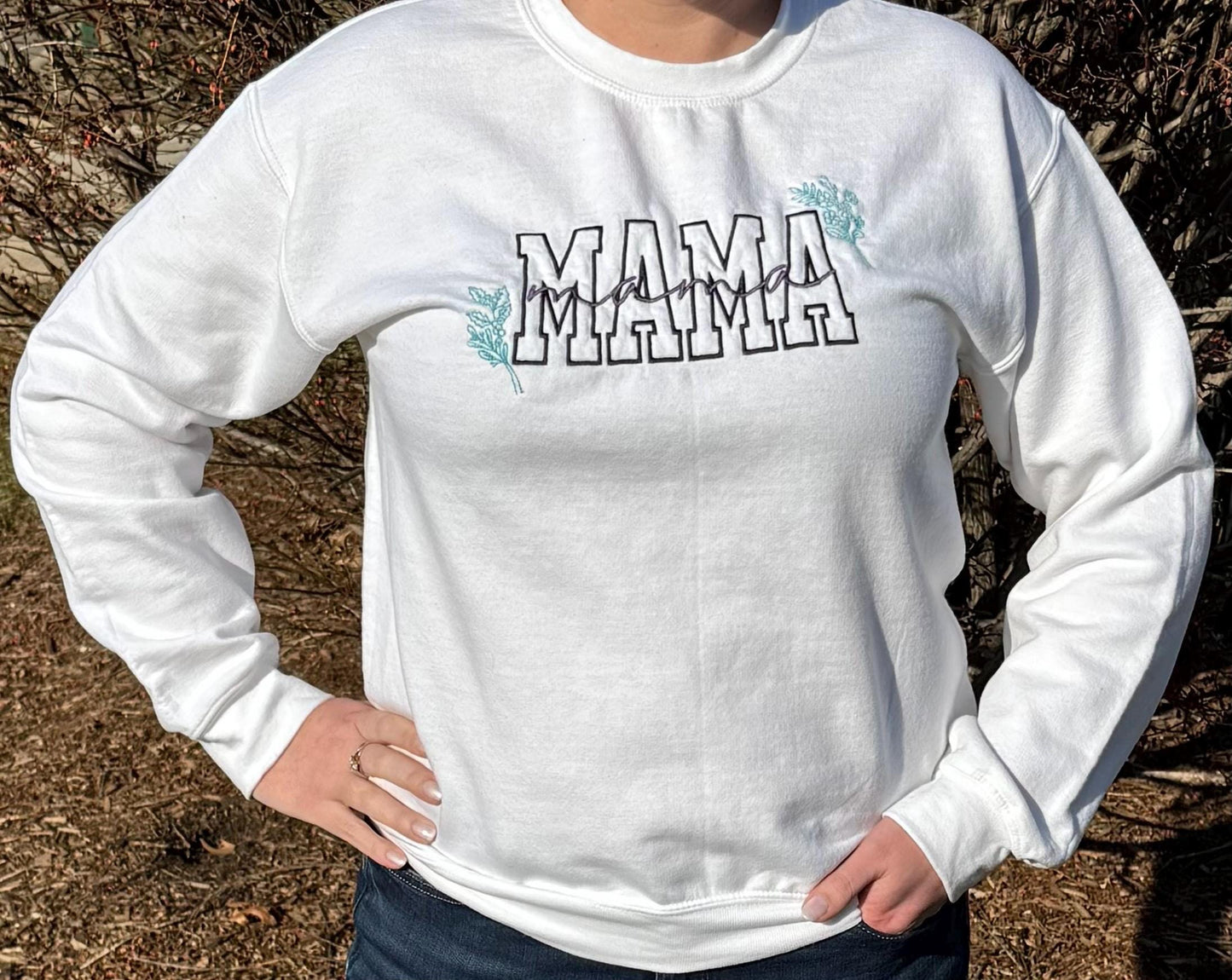 Custom Mama Embroidered Sweatshirt