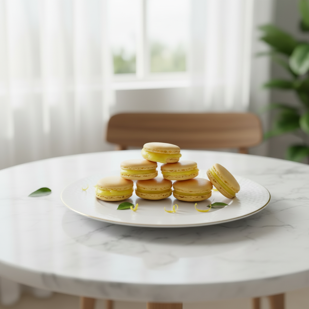 Lemon Macarons Close-Up